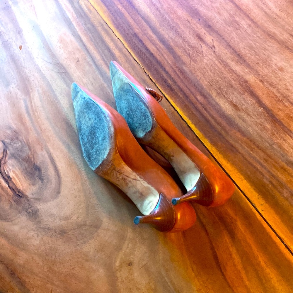 Kate Spade cognac, leather kitten heels - Picture 6 of 6